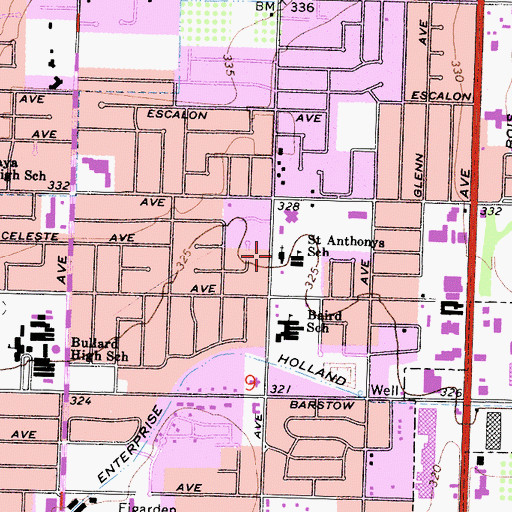 Topographic Map of Saint Anthony of Padua Roman Catholic Church, CA