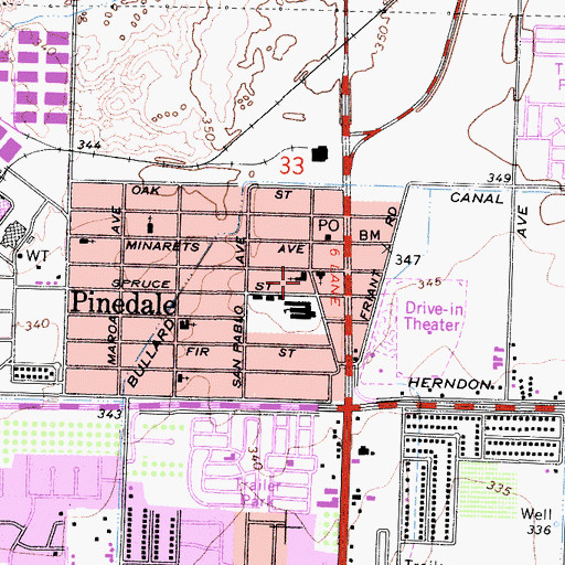 Topographic Map of Saint Agnes Roman Catholic Church, CA