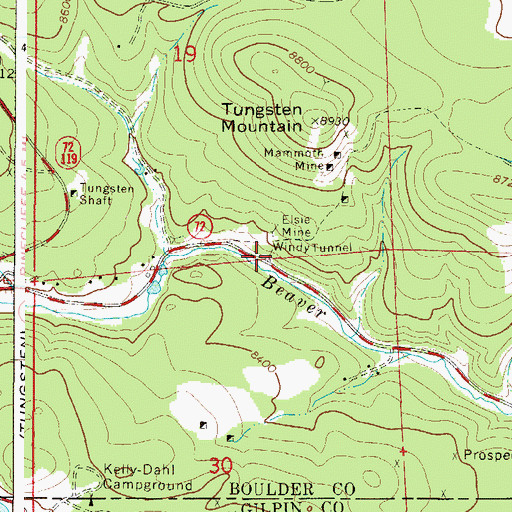 Topographic Map of Windy Tunnel, CO