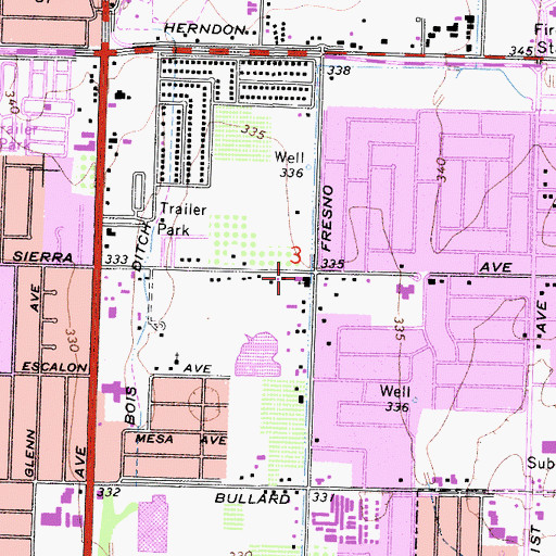 Topographic Map of Sierra Heights Baptist Church, CA