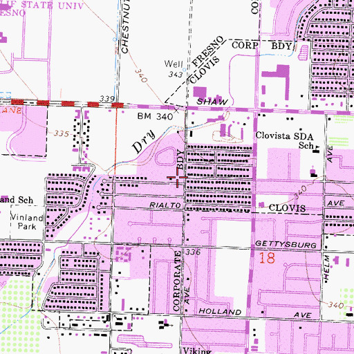 Topographic Map of Trinity Life Church of God, CA