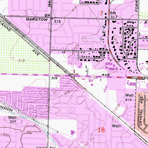 Topographic Map of Van Ness Community Baptist Church, CA