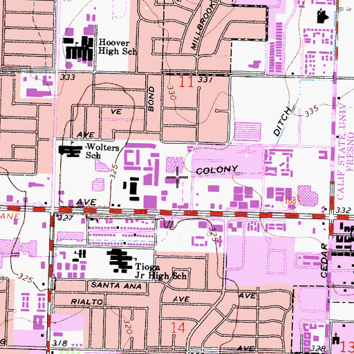 Topographic Map of Acts Ministries, CA