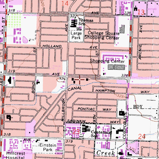 Topographic Map of Baptist Temple Church, CA