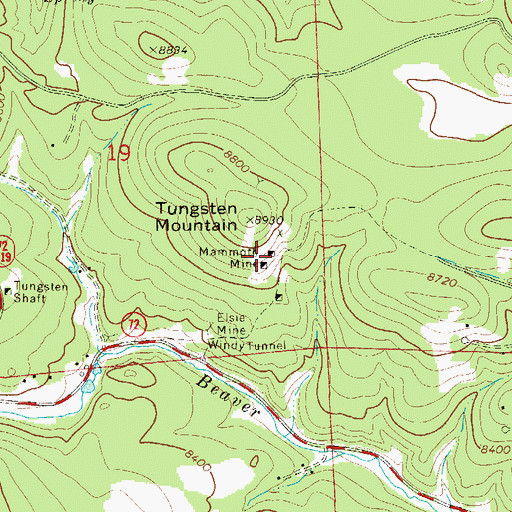 Topographic Map of Mammoth Mine, CO