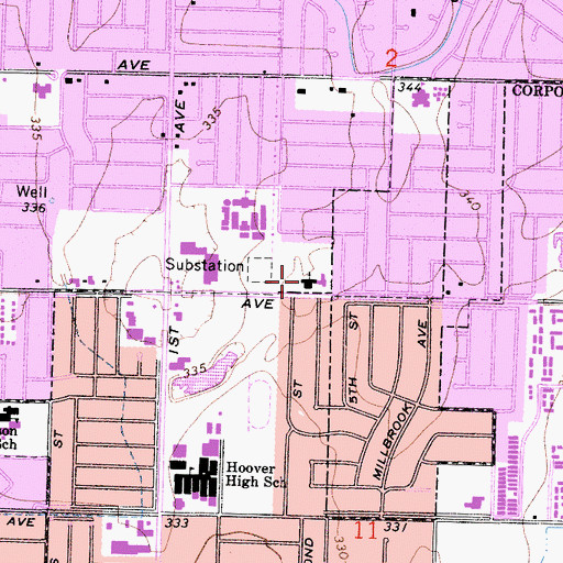 Topographic Map of College Church of Christ, CA