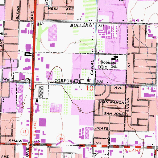 Topographic Map of College Community Congregational Church, CA