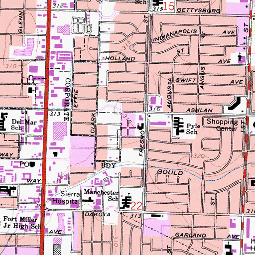 Topographic Map of Korean Baptist Church, CA