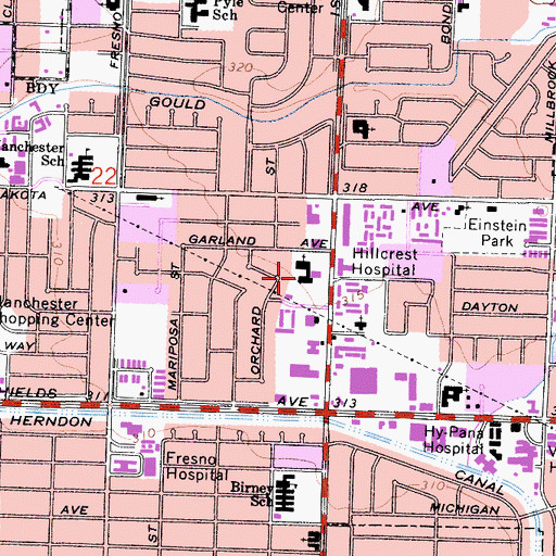 Topographic Map of Pilgrim Armenian Congregational Church, CA