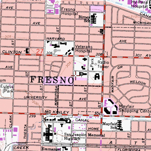 Topographic Map of Saint George Greek Orthodox Church, CA