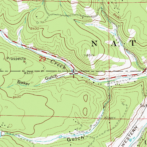 Topographic Map of Baker Gulch, CO