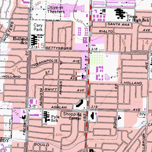 Topographic Map of Truth Tabernacle United Pentecostal Church, CA