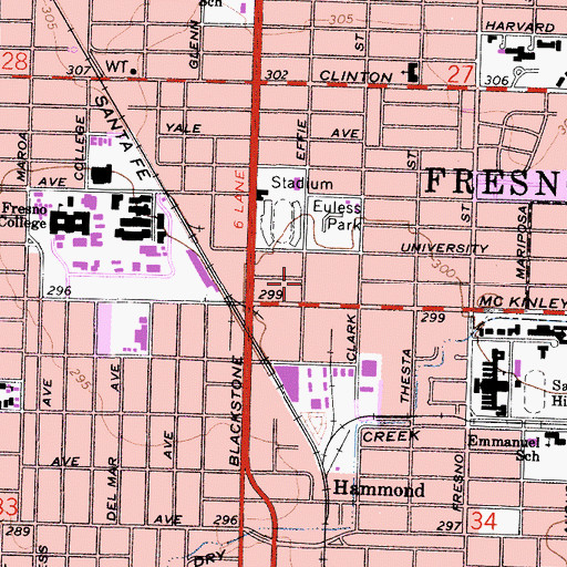 Topographic Map of Addams Elementary School, CA