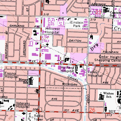 Topographic Map of Belmont Christian Church, CA