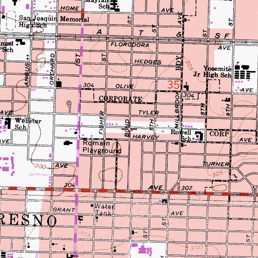Topographic Map of Bethel Temple Church of God in Christ, CA