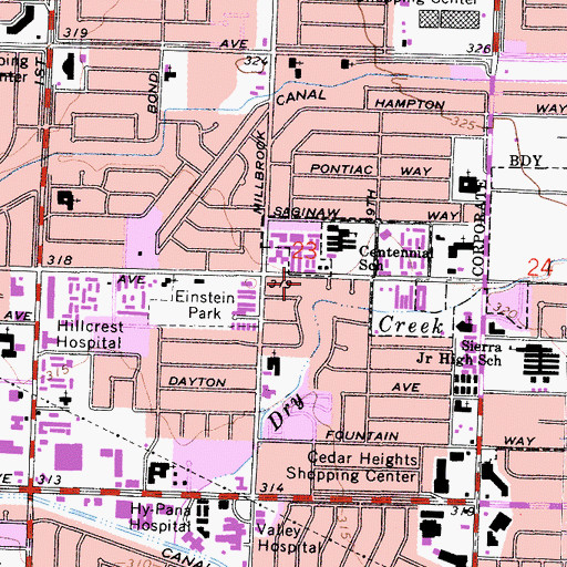Topographic Map of Bethesda Apostolic Church, CA