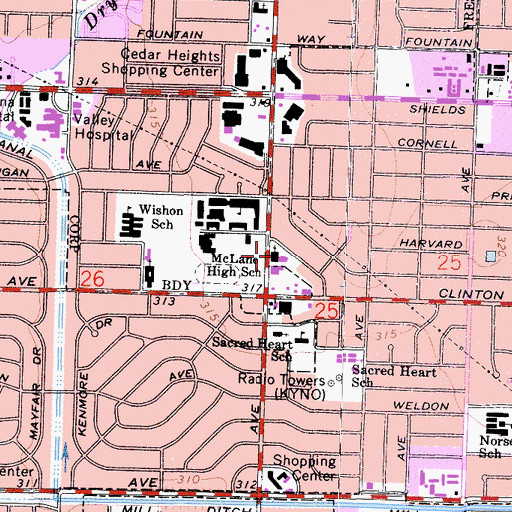 Topographic Map of Chinese Baptist Mission, CA