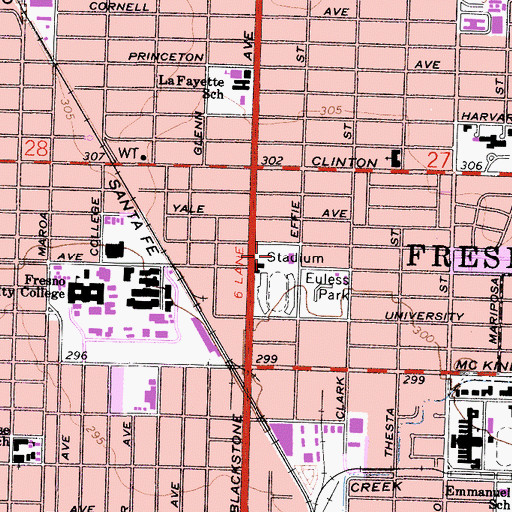 Topographic Map of Dewolf Continuation High School, CA