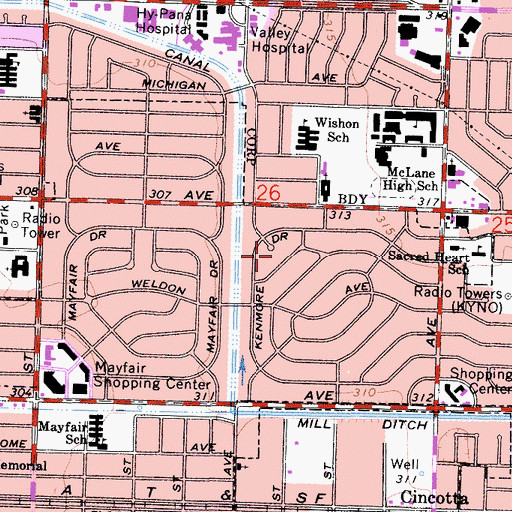 Topographic Map of Funston Playground, CA