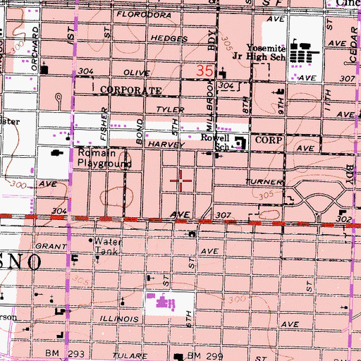 Topographic Map of Miguel Hidalgo Elementary School, CA