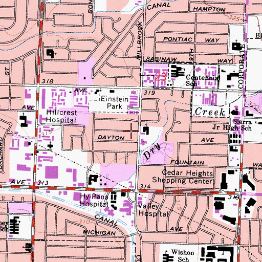 Topographic Map of Millbrook Presbyterian Church, CA