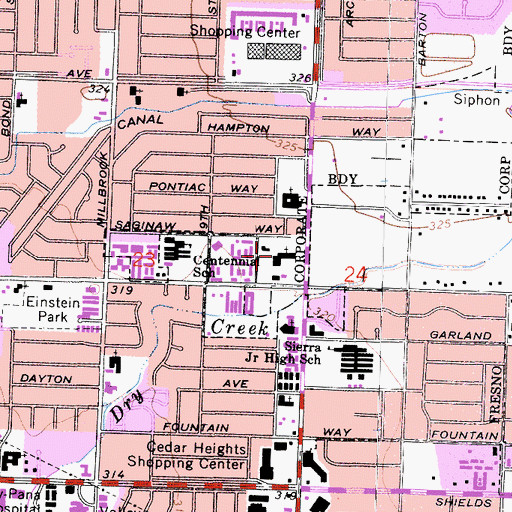 Topographic Map of Saint James Episcopal Cathedral, CA