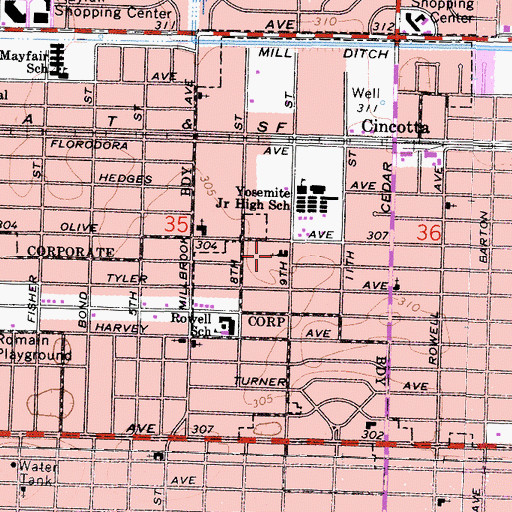 Topographic Map of Seventh Day Adventist Asian Church, CA