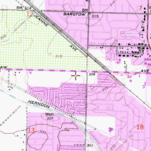 Topographic Map of Time Square Shopping Center, CA