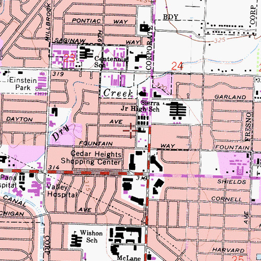 Topographic Map of Trinity Church of the Nazarene, CA