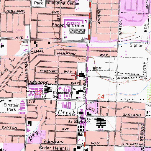 Topographic Map of Trinity Lutheran Church, CA