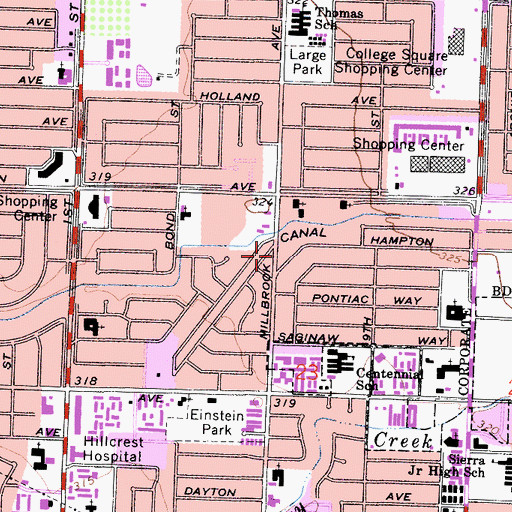 Topographic Map of Unitarian Universalist Church of Fresno, CA