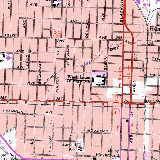 Topographic Map of Willis Community Center, CA