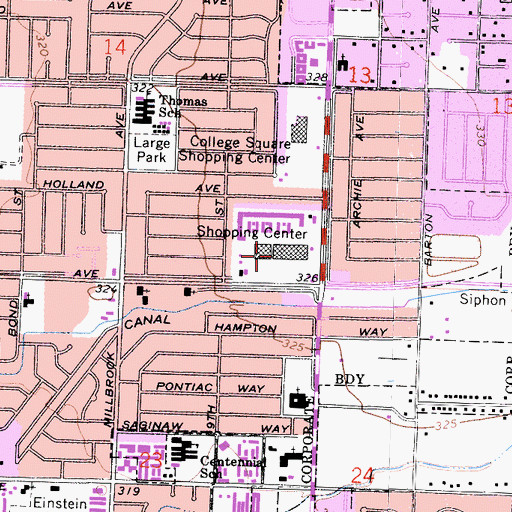 Topographic Map of Ashlan Park Shopping Center, CA