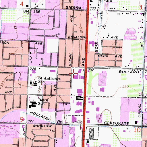 Topographic Map of Best Plaza Shopping Center, CA