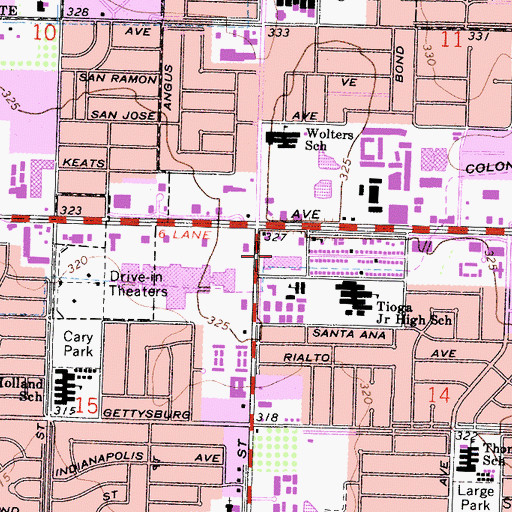 Topographic Map of First and Shaw Shopping Center, CA