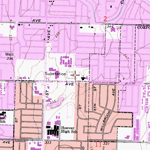 Topographic Map of Mountain View Christian School, CA