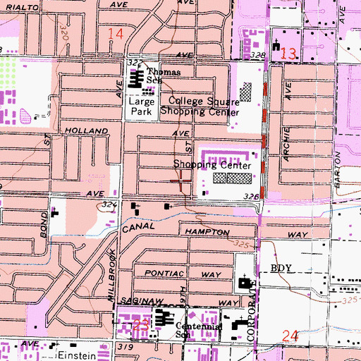 Topographic Map of West Acres Shopping Center, CA
