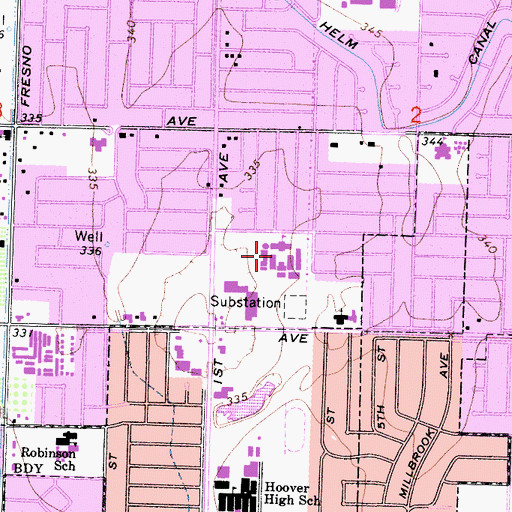 Topographic Map of Ahwahnee Middle School, CA