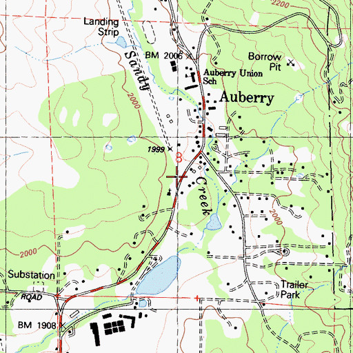 Topographic Map of Auberry Post Office, CA