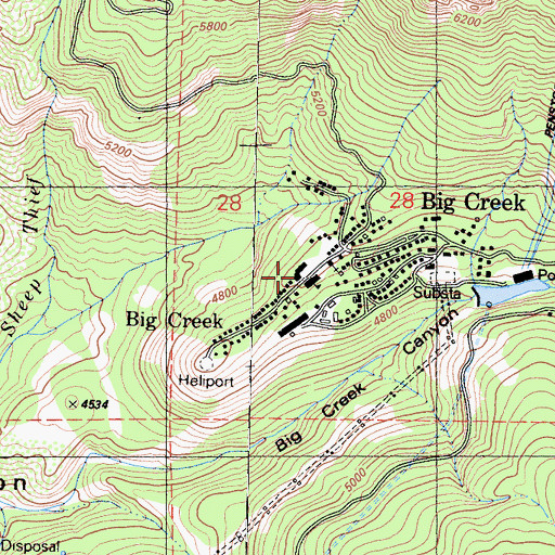 Topographic Map of Big Creek Elementary School, CA