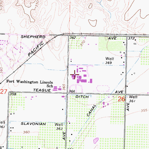 Topographic Map of Clovis West High School, CA