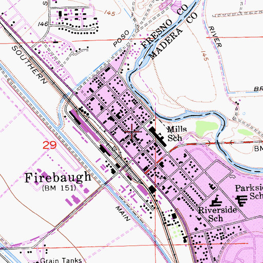 Topographic Map of Firebaugh Post Office, CA