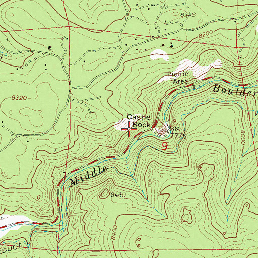 Topographic Map of Castle Rock, CO