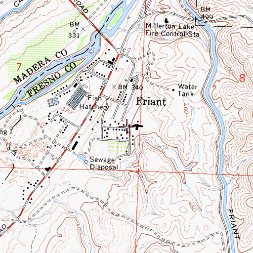 Topographic Map of Friant Elementary School, CA