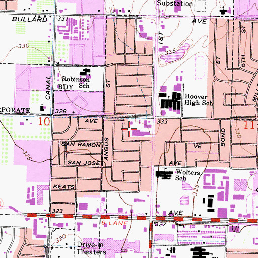 Topographic Map of Headliner Shopping Center, CA