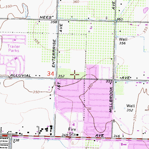 Topographic Map of Lincoln Elementary School, CA