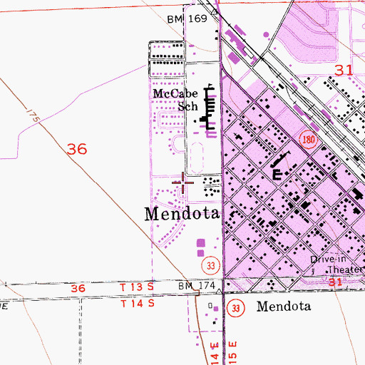 Topographic Map of Mendota Community Center, CA