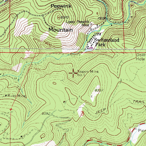 Topographic Map of Rogers Mine Number 1, CO