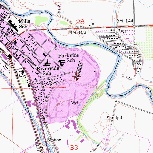 Topographic Map of Saint Joseph School, CA