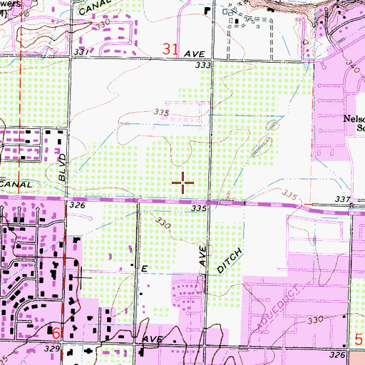Topographic Map of Sunset Square Shopping Center, CA